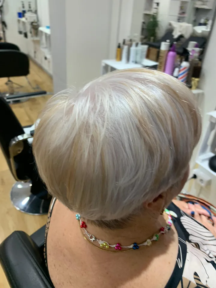Corte bob gris perla